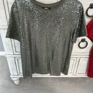 DKNY Women's Sparkling Short Sleeve Tee - Gray